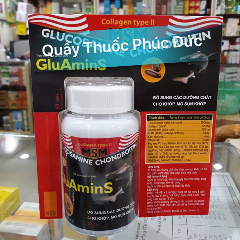 GLUAMINS hỗ trợ giảm khô khớp ,viêm khớp lọ 60 viên