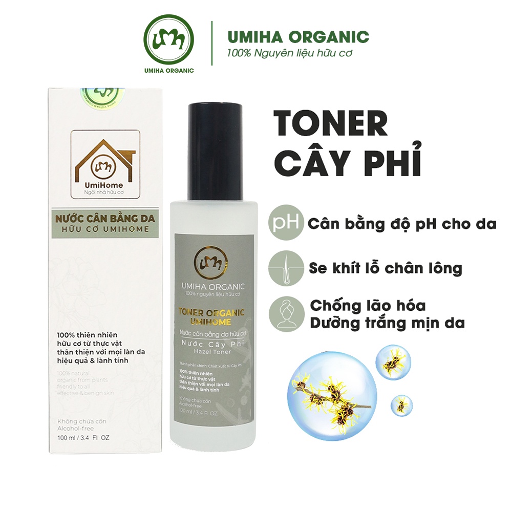 Nước cân bằng da Cây Phỉ hữu cơ UMIHOME 50/100ml cấp ẩm dưỡng da hiệu quả và duy trì độ pH cho da hiệu quả