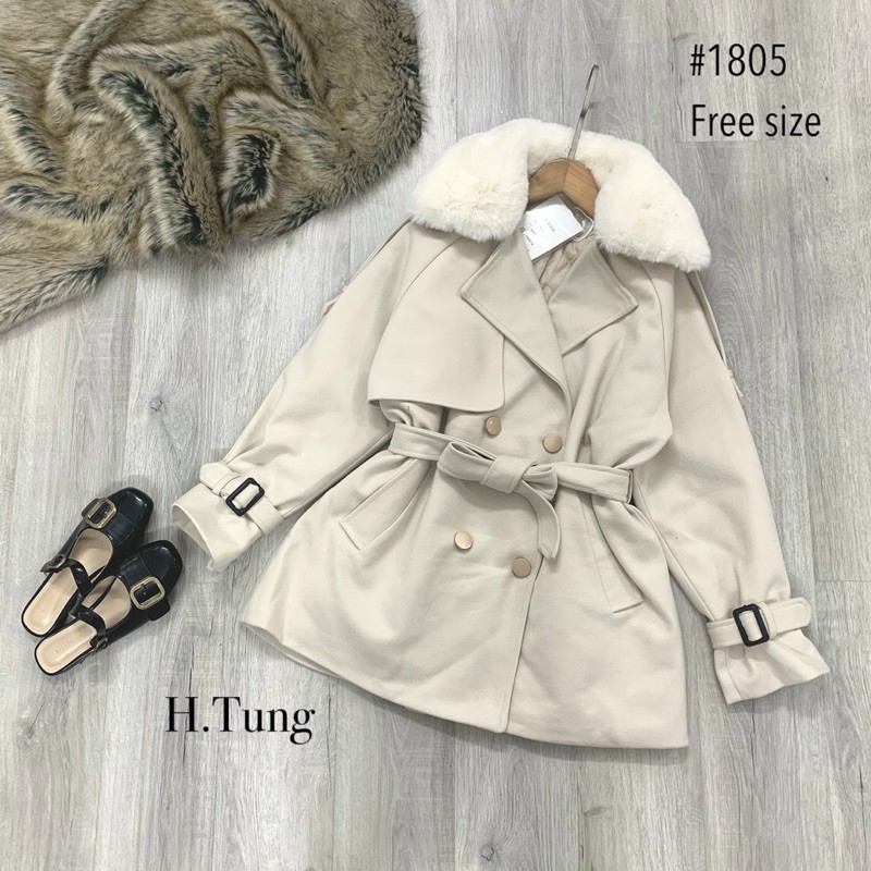 Áo Dạ cổ vest cổ lông hàng quảng Châu Loại 1