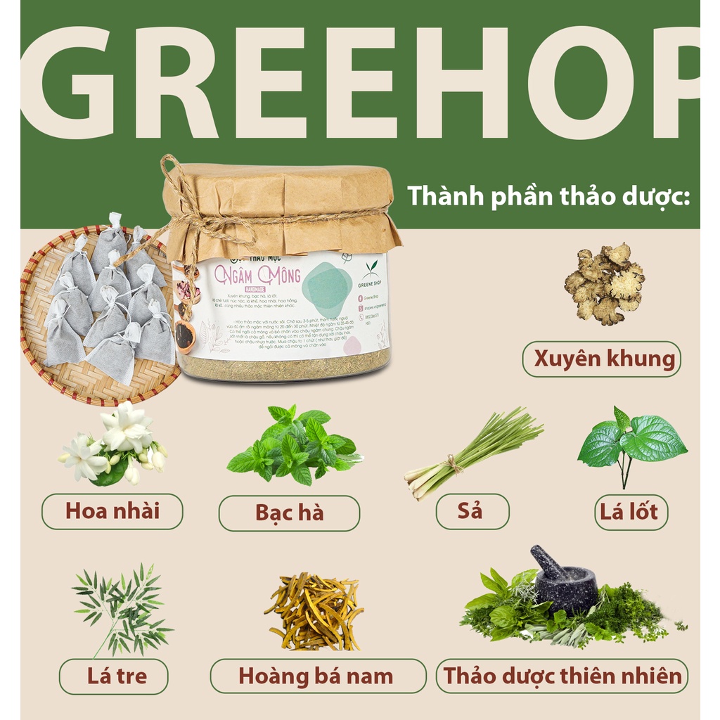 Bột ngâm mông thảo dược Greene (Handmade)