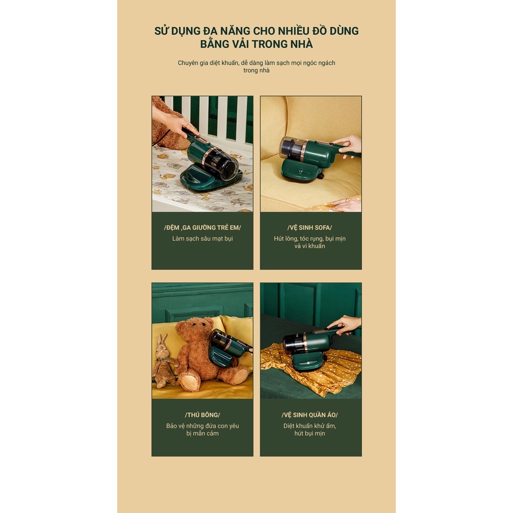 Máy Hút Bụi Chăn Ga Giường, Nệm, Sofa, Máy Hút Bụi Diệt Khuẩn Tia Uv Cầm Tay Không Dây 2022