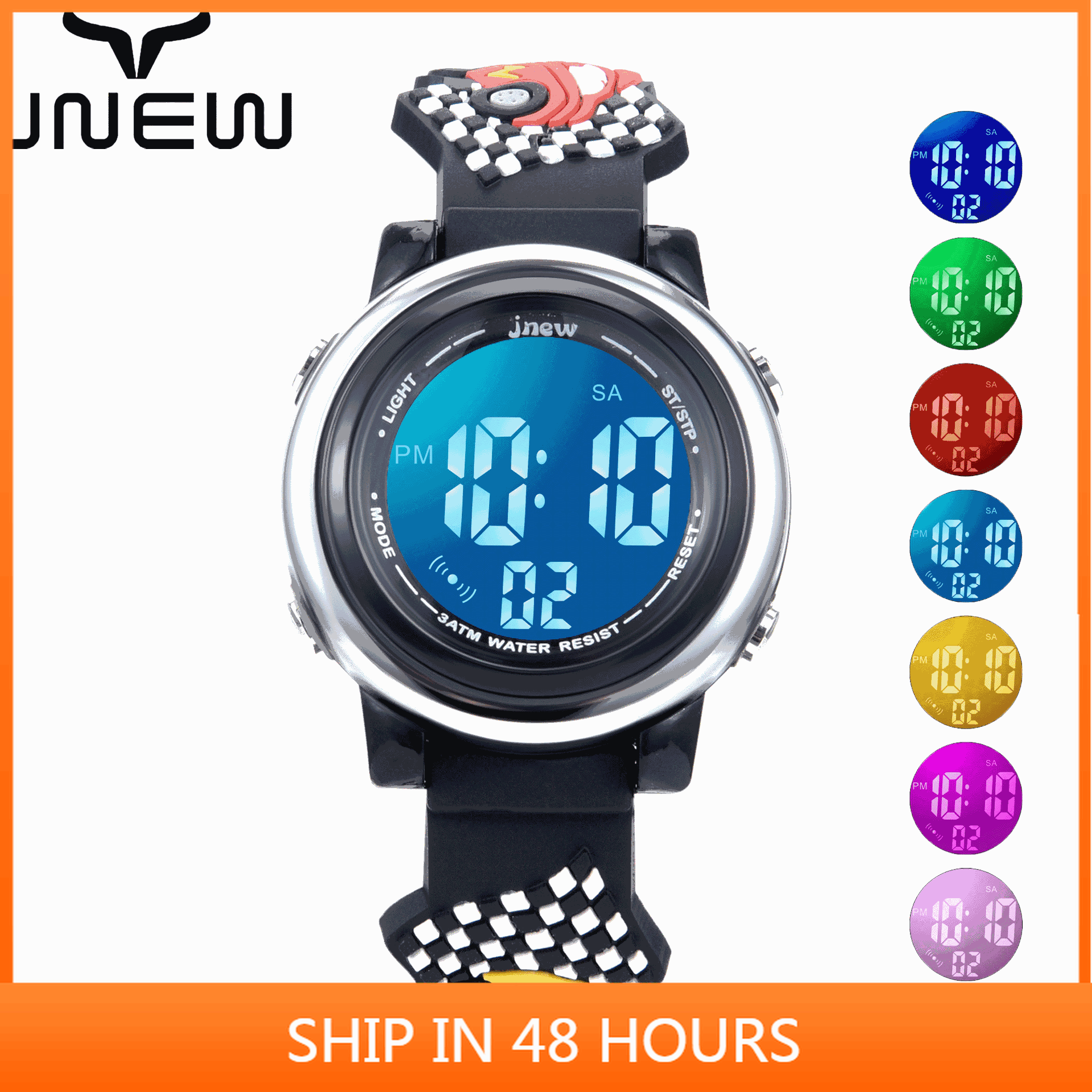 Đồng hồ đa chức năng không thấm nước phát sáng đầy màu sắc thể thao trẻ em xem phim hoạt hình Đồng hồ điện tử LED