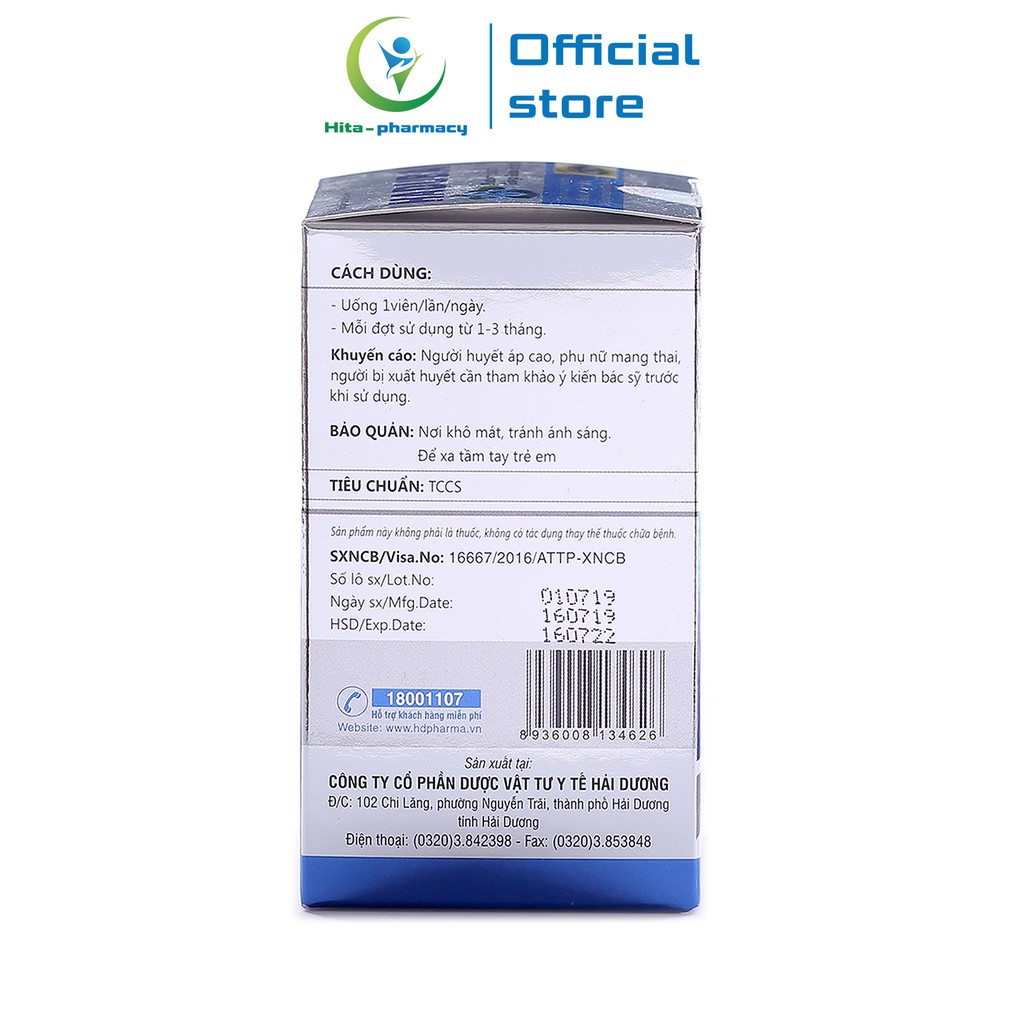 Viên uống HADUBA cao việt quất, cao bạch quả giúp giảm đau đầu, suy giảm trí nhớ, giảm lão hóa mắt - Chai 30 viên