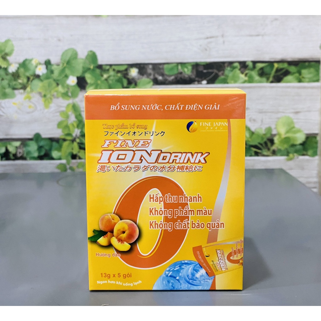 FINE ION DRINK hương Đào - Bổ sung năng lượng, chất điện giải, vitamin và khoáng chất cho cơ thể - hộp 5 gói