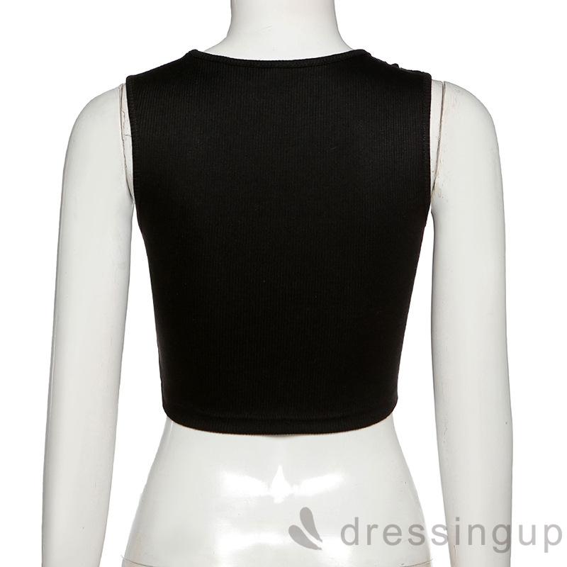 Áo không tay dáng ôm thiết kế khoét rỗng đan dây cá tính cho nữ