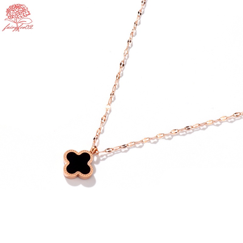 Vòng cổ Thép Titan 18k Mặt Cỏ Bốn Lá Và Vỏ Sò Cho Nữ (Hộp Trang Sức)