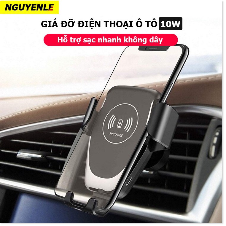 Giá đỡ cho ô tô hỗ trợ sạc nhanh không dây điện thoại 10W