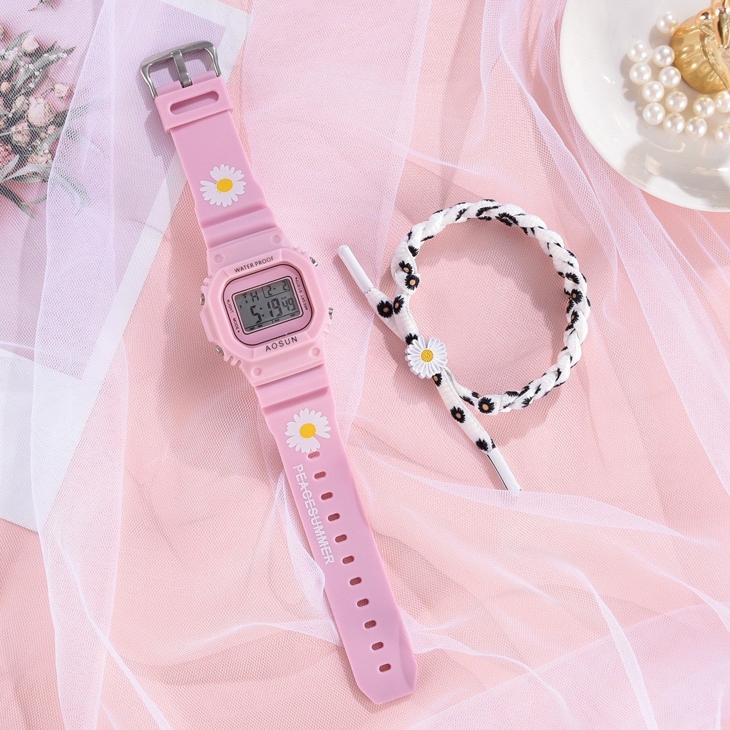 Đồng hồ nam nữ Aosun điện tử thời trang đeo tay hoa cúc cực đẹp DH106 tiện dụng
