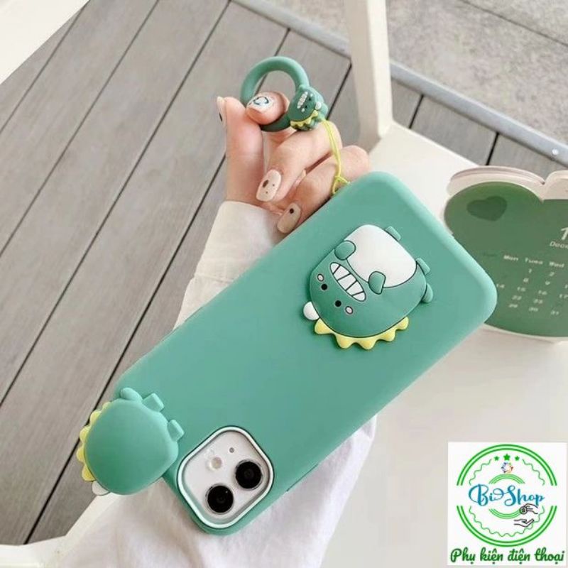 🦖Tặng kèm móc tay 🦖Iphone x xs max 11 pro max Ốp silicon thú leo Khủng Long Bờm vàng