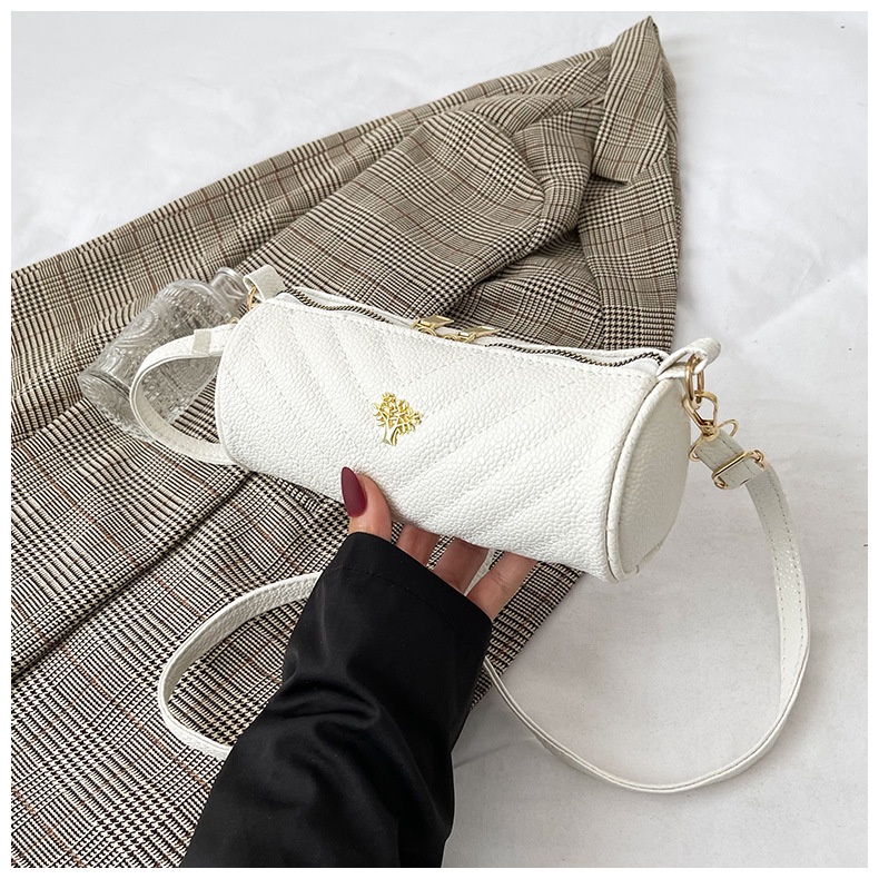 Túi Đeo Chéo Hình Trụ Màu Trơn Thêu Họa Tiết Da Báo Thời Trang Cho Nữ 2022