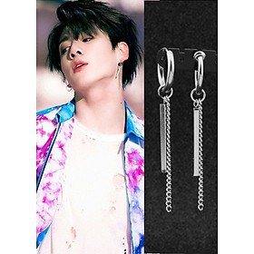 Bông tai unisex idol Jungkook BTS sợi mắt xích mix thanh nhỏ