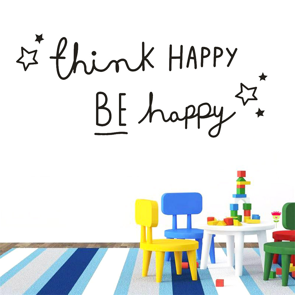 Giấy dán tường hình chữ Think Happy Be Happy trang trí nhà độc đáo