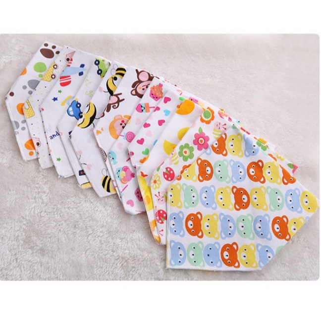 Set 5 Khăn Yếm Tam Giác 100%cotton có cúc bấm cho bé  BONBON KIDS