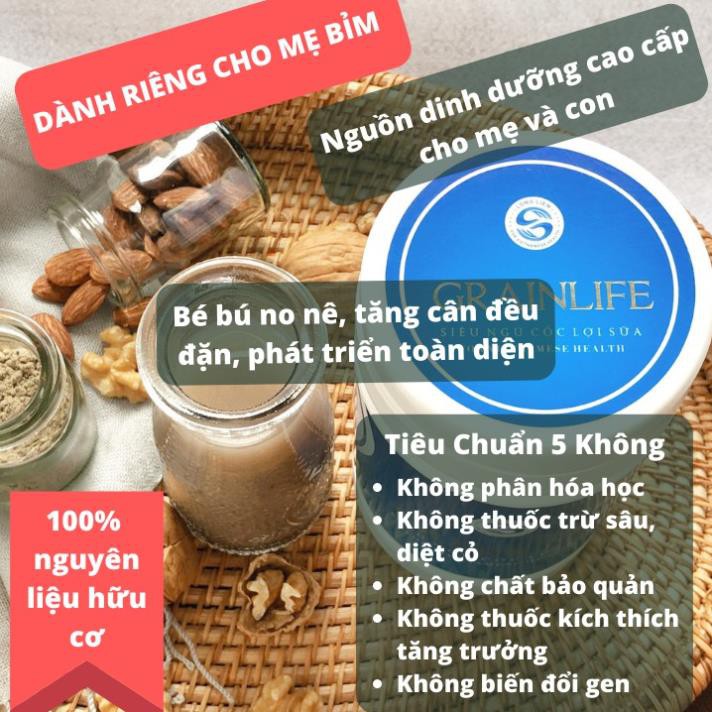 BỘT NGŨ CỐC LỢI SỮA GRAINLIFE 500g. 100% HỮU CƠ. SỮA VỀ NHIỀU – GIÀU DINH DƯỠNG – BÉ TĂNG CÂN ĐỀU ĐẶN