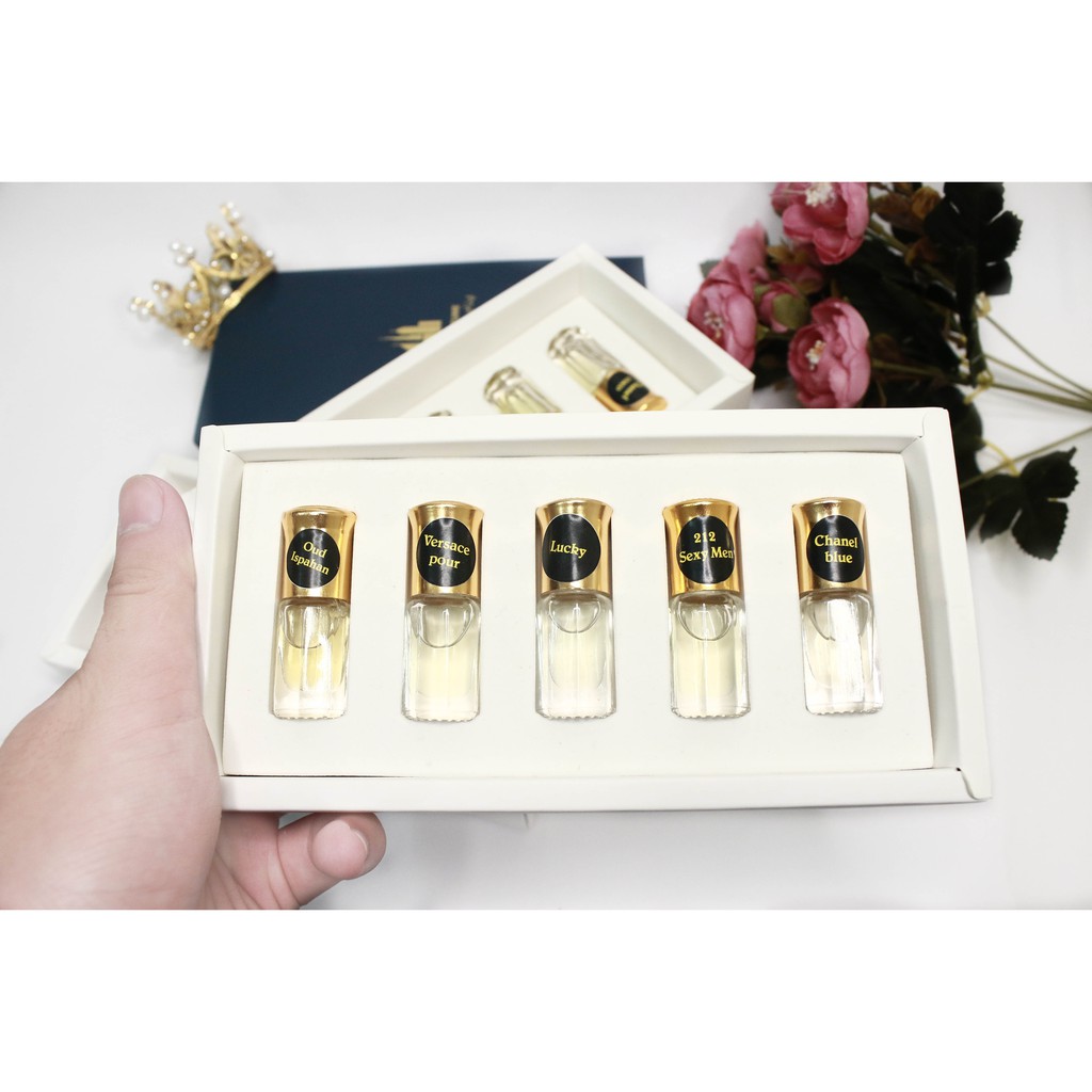 [CHÍNH HÃNG]Tinh Dầu Nước Hoa Dubai ,Set 5 Mùi Nước Hoa Quyến Rũ,Sang Trọng, Đẳng Cấp Cho Cả Nam & Nữ - Combo Set 5 mini