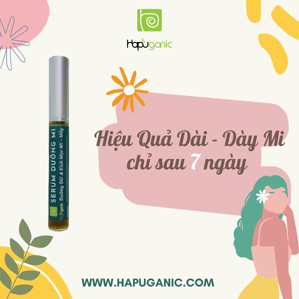 Serum dưỡng mi - mày Hapu Organic - Giúp mi chắc khỏe cong dài tự nhiên - Kích thích mọc mi nhanh dài