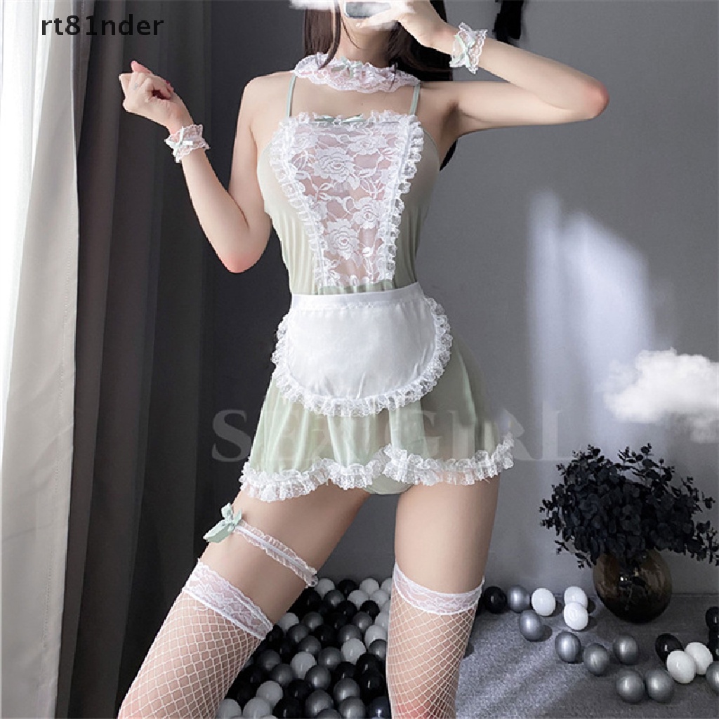 rt Sexy Lace Lingerie Perspective Lovely Maid Cosplay Uniform Temptation Suit Dress n