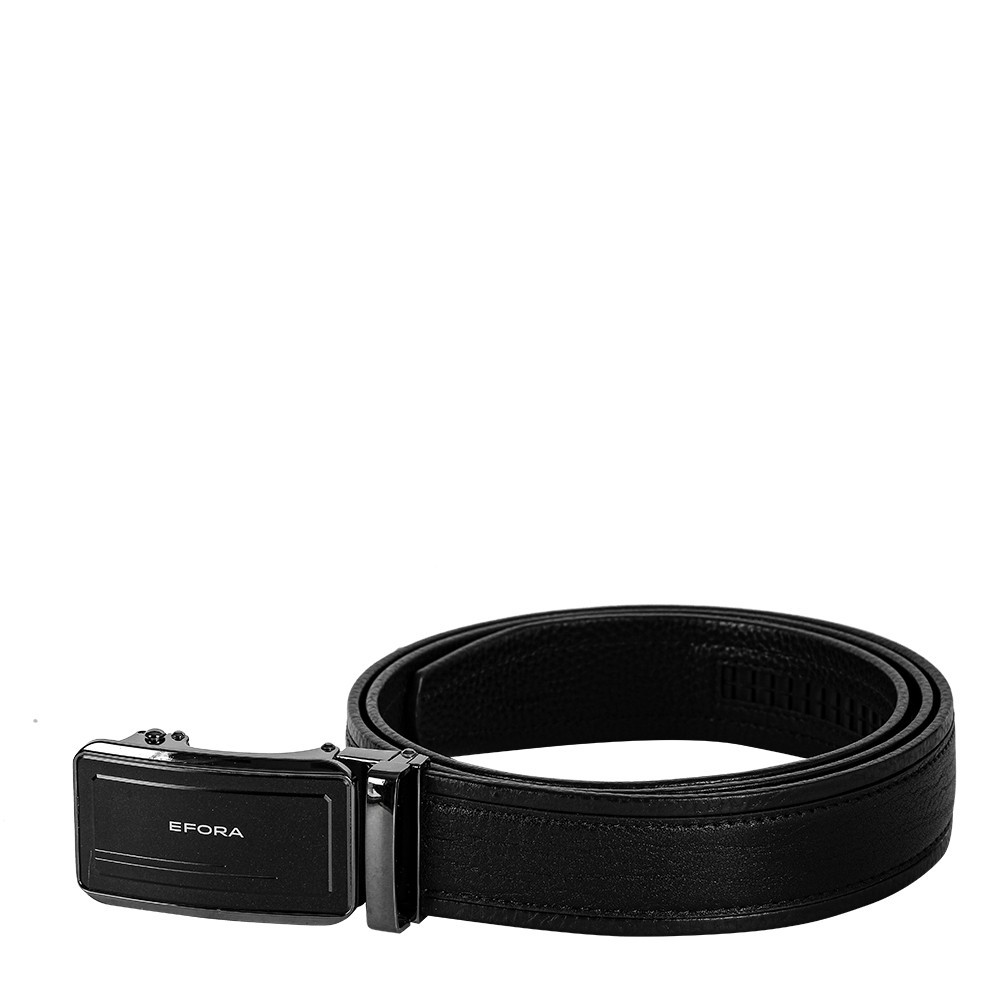 Thắt lưng nam da thật, mặt đặc, khóa cài tự động, màu đen Efora Leather Belt 3582-5-BL