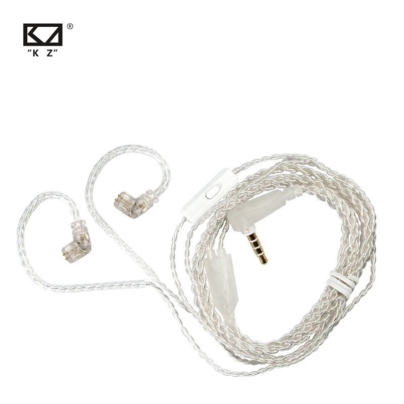 Dây cáp KZ mạ bạc vàng 0.75 chân có mic nâng cấp cho tai nghe KZ ZAX ASX ZSX V90S ZSN PRO X
