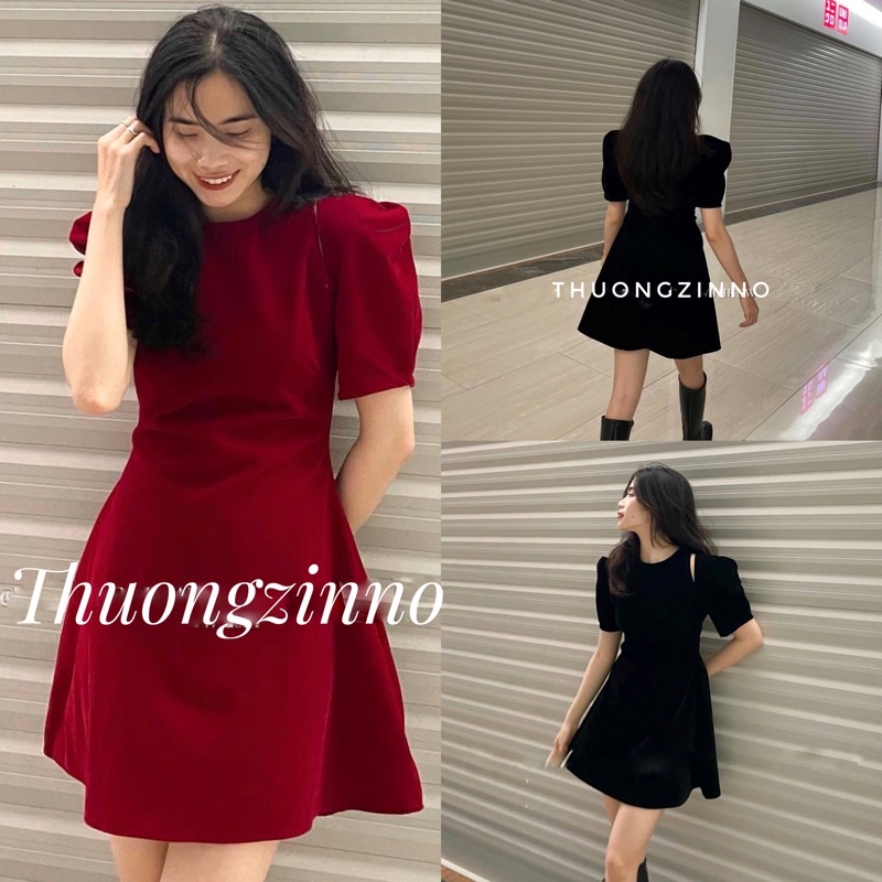 [Ảnh thật/Video] VÁY NHUNG CUT OUT QUÝ CÔ SANG CHẢNH ĐẦM DIỆN TẾT XINH