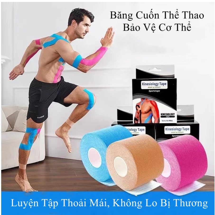 【GIAO NGAY】Băng cuốn thể thao KINESIOLOGY chống chấn thương bảo vệ cơ thể đầu gối khi tập Gym chống nước tiện dụng