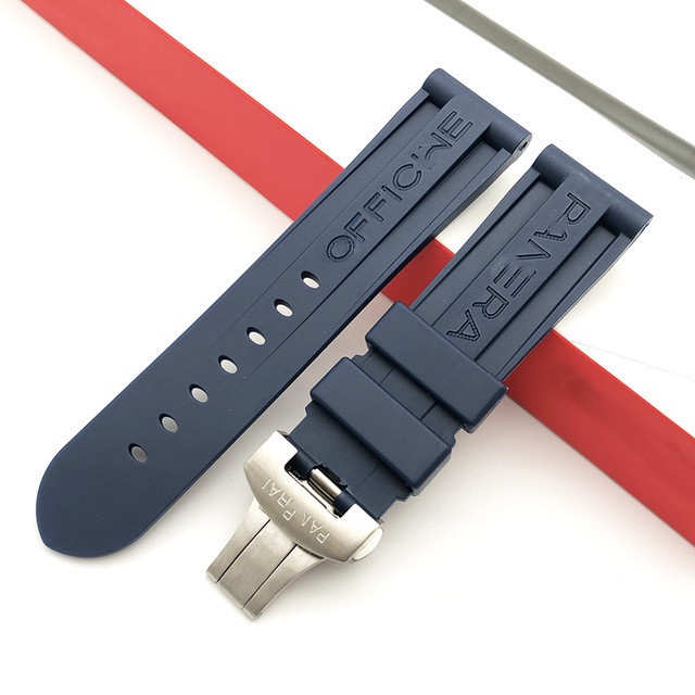 PANERAI Dây Đeo Đồng Hồ Bằng Cao Su Silicon Mềm 24mm Màu Đen Khóa Bướm Cho PAM111/441