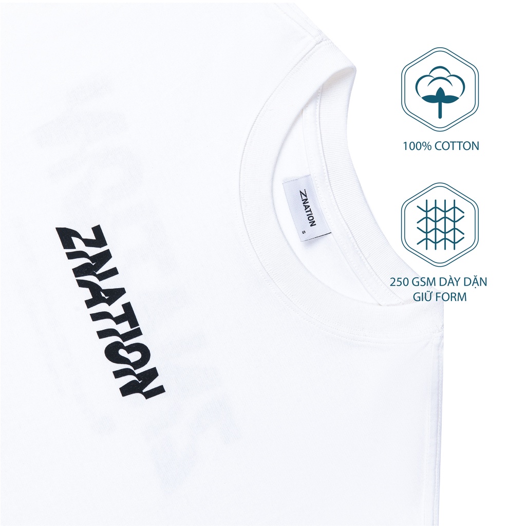 Áo Thun ZNATION Supre Unisex Tee Oversize Màu Trắng