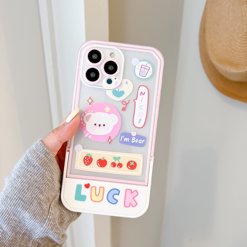 Ốp lưng iphoneỐp Điện Thoại  Kèm Giá Đỡ Tàng Hình Họa Tiết Hoạt Hình Dễ Thương Cho iphone 14 / 13Pro 12 / xs / 6 / 7 / 8PLUSDinuo case