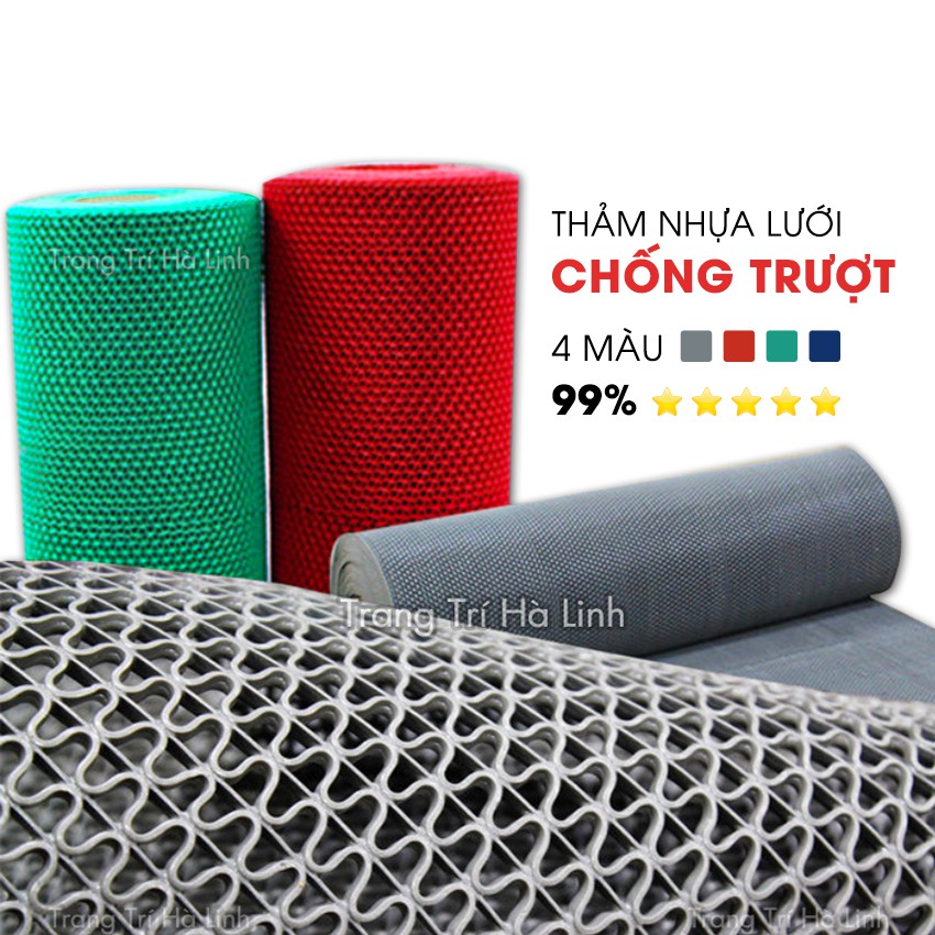 Thảm Nhựa Lưới Chống Trơn Trượt Dày PVC Lót Sàn Nhà Tắm, Nhà Xe, Hồ Bơi 90x50cm