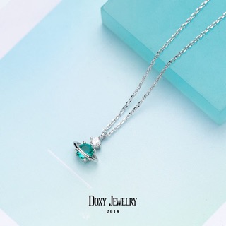 Dây chuyền đá xanh Bạc 925 Ảnh thật