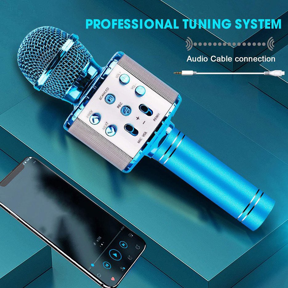 Mic Hát Karaoke Bluetooth WS-858 Không Dây Kèm loa Âm vang Ấm mic hát karaoke cầm tay micro hát trên