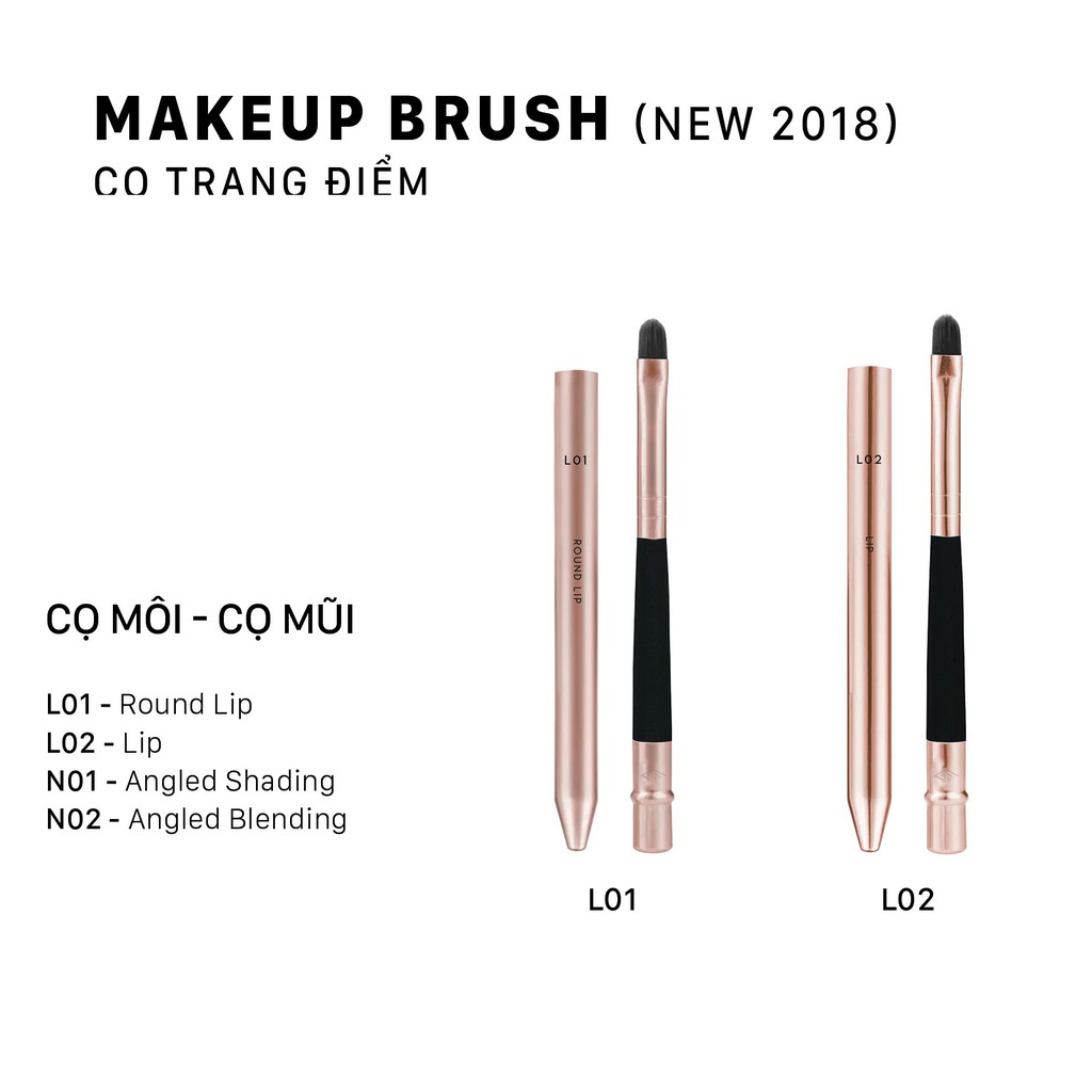 [HÀNG CHÍNH HÃNG] Combo 05 Cọ Môi Lông Dài Vacosi Round Lip Brush L01