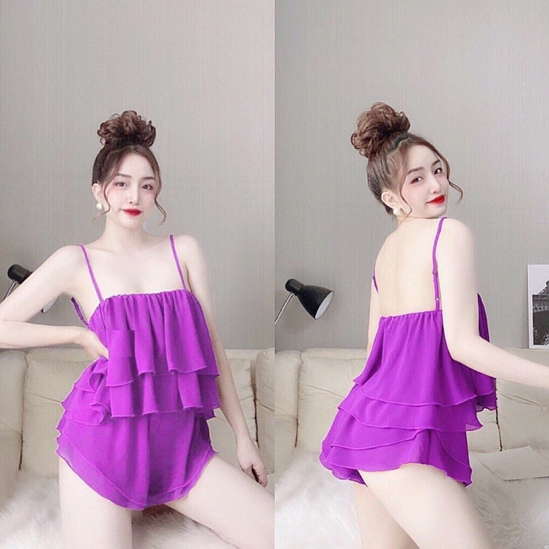 Bộ chiffon 2 tầng cao cấp Chất chiffon loại 1 mịn đẹp