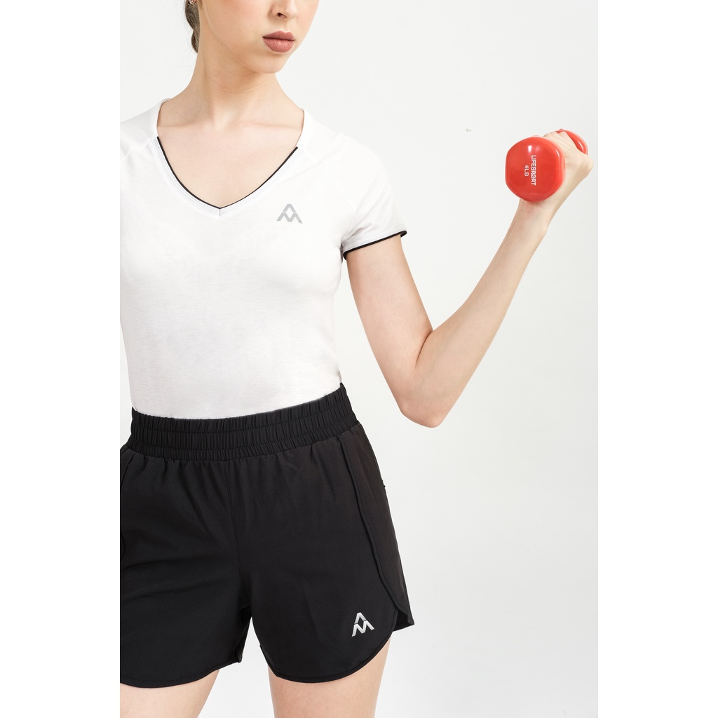 Áo Tshirt nữ ngắn tay AM WT061 cổ tim, vạt đuôi tôm, thoáng mát, nhanh khô, vận động thoải mái  Sport1