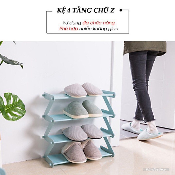 Kệ giày zic zac 4 tầng tiết kiệm không gian - KGZ