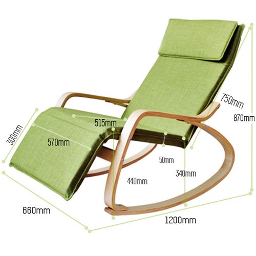 Ghế Bập Bênh Thư Giãn Có Gác Chân-Thư Giãn Đọc Sách Báo Kích Thước 120x66x87cm