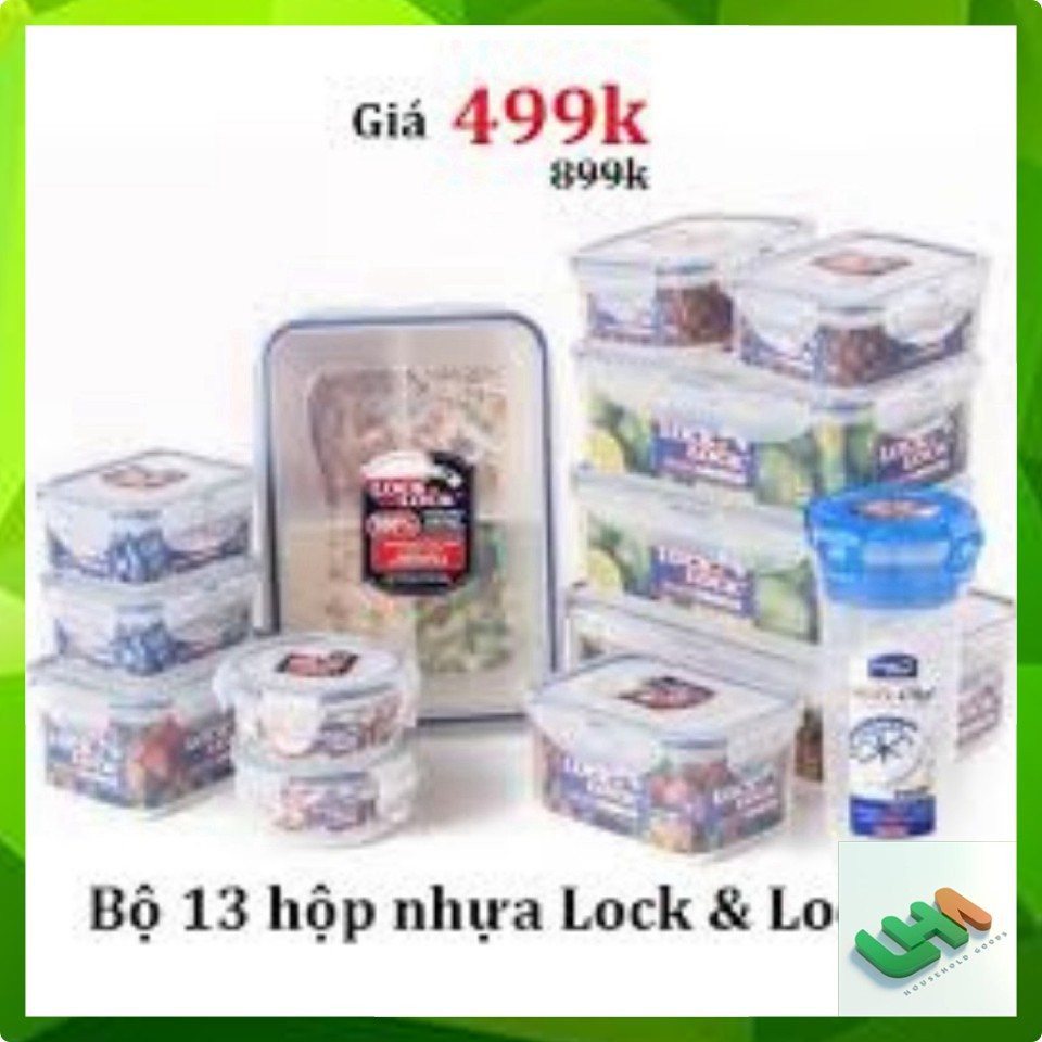 Bộ hộp Lock&Lock, bộ 13 hộp  nhựa đủ kích thước bảo quản thực phẩm (hàng chính hãng) ảnh thật