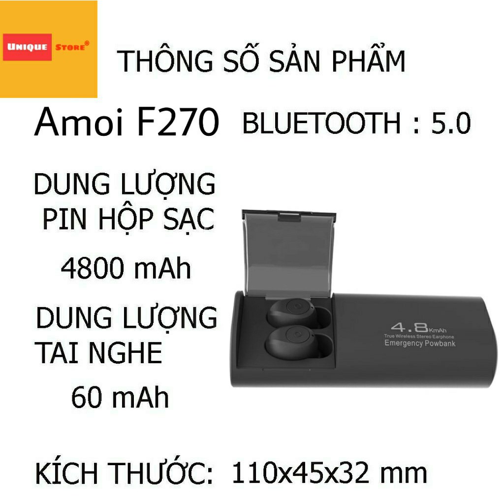 Tai Nghe Không Dây Bluetooth Amoi F270 Bản Cảm Ứng Bluetooth 5.0 cho Android/Ios/Samsung/Oppo/Iphone | WebRaoVat - webraovat.net.vn