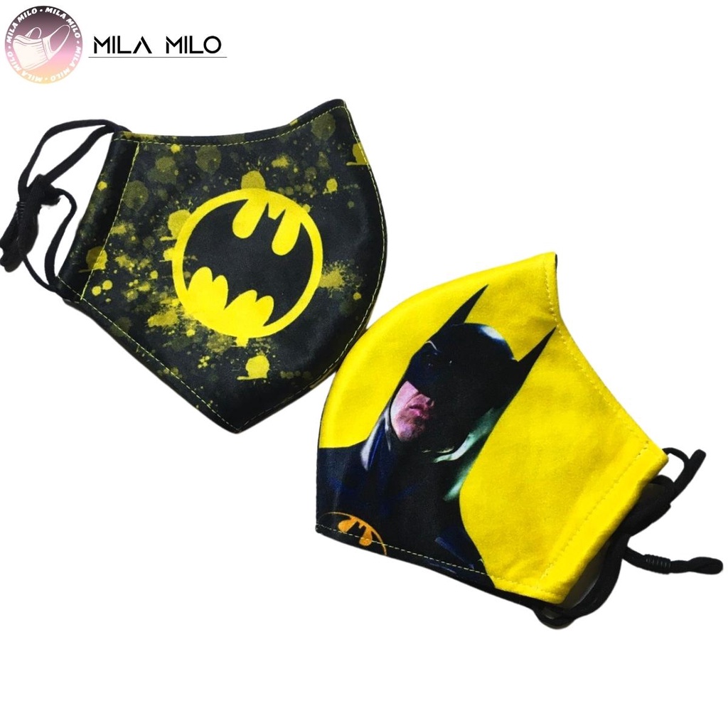 Khẩu trang vải cho bé freesize hình người nhện spiderman người dơi batman có kháng khuẩn 3 lớp cao cấp