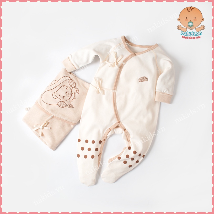 BodySleep, Bodysuit, Body Liền Thân Dài Tay Có Bàn 100% ORGANIC An Toàn Cho Da Của Bé - Hàng Cao Cấp Nhập Khẩu