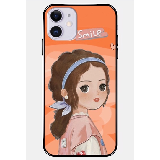 Ốp lưng iphone hình cô gái smile nhám viền đen 5/5s/6/6plus/6s/6splus/7/7plus/8/8plus/x/xr/xs/11/12/pro/max/plus/promax