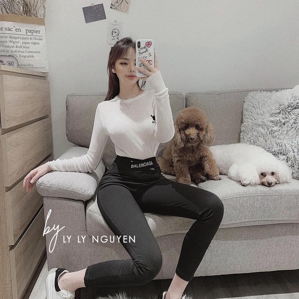 Quần legging nữ cạp cao dài nâng mông BALEN đen co giãn gen bụng vải dày Umi ôm body