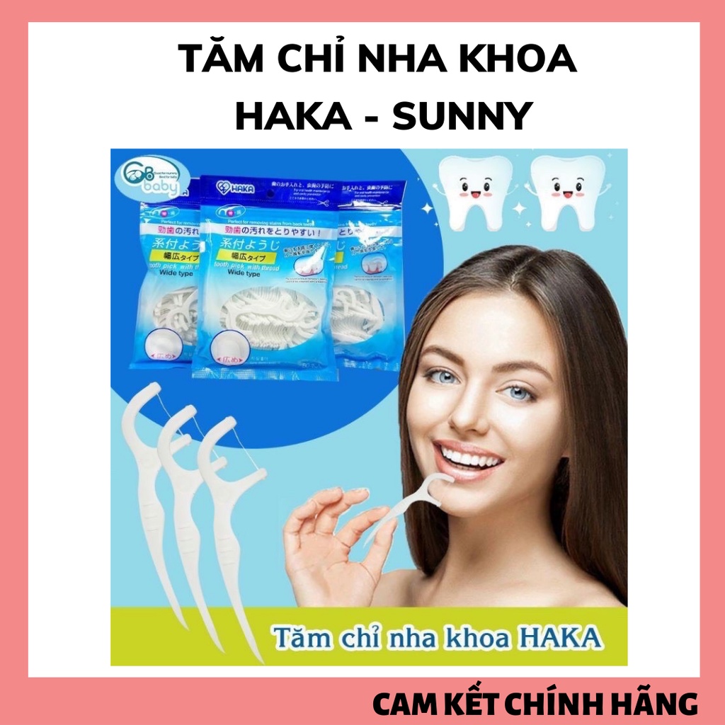 Tăm chỉ nha khoa Nhật Bản Sunny - Haka, gói 80 - 50 que