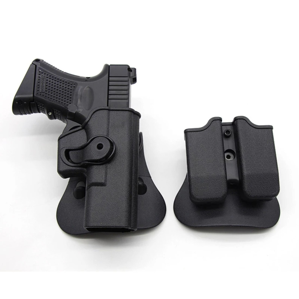 Bao Da Tay Phải Chiến Thuật, Đối Với Glock 17 19 22 26 31 Eo Bao Da Trường Hợp Với Túi Đựng Tạp Chí Đôi-168