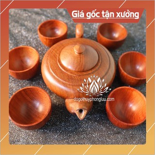 BỘ ẤM CHÉN GỖ HƯƠNG TIỆN NGUYÊN KHỐI CÓ VÂN ĐẸP ( LOẠI 1)- HÀNG LÀNG NGHỀ ĐỒ GỖ PHÚ XUYÊN