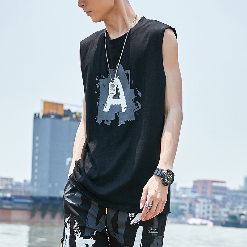 Áo Thun Sát Nách Thể Thao In Chữ Đơn Giản Thiết Kế Thoáng Khí Nhanh Khô Thời Trang Cho Nam 6 Màu Lựa Chọn