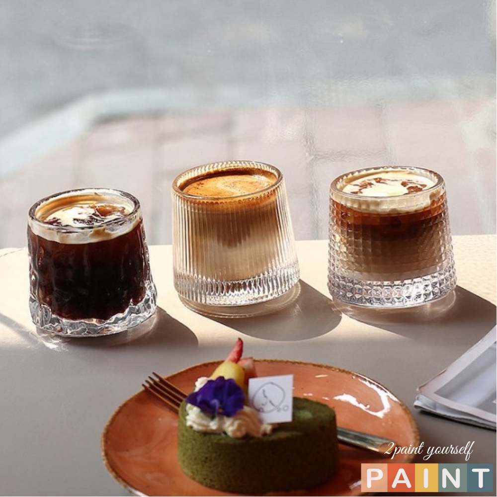 Cốc thủy tinh cao cấp, ly uống nước họa tiết hiện đại decor trang trí 2PAINT