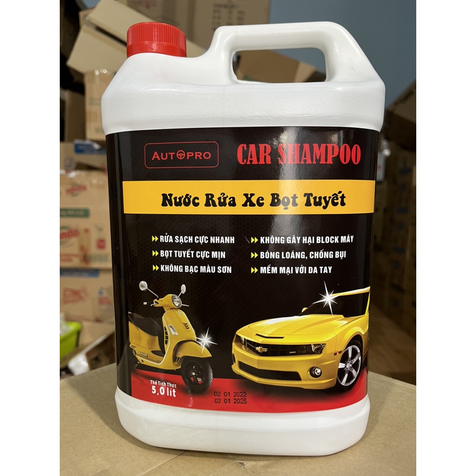 (2 can) Nước rửa xe bọt tuyết chuyên dụng Car Shampoo 5L cho ô tô, xe máy