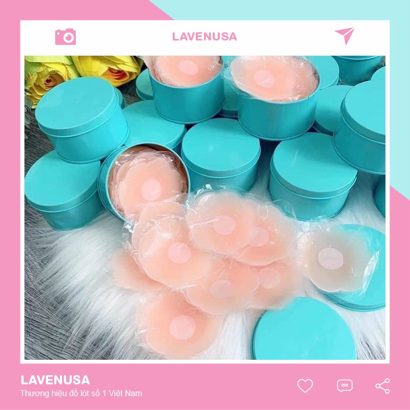 Miếng dán ngực che ti siêu mỏng silicon hộp 10 miếng 6.5cm LAVENUSA AL37
