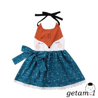 Đầm bé gái in hình mặt cáo